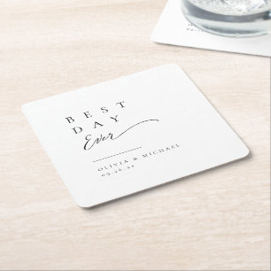 Porta-copo De Papel Quadrado Tipografia Simplesmente Elegante Casamento Moderno