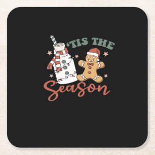 Porta-copo De Papel Quadrado Tis The Season Anos novos Engraçado Natal