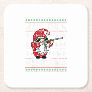 Porta-copo De Papel Quadrado Tis The Season Deer Gnome Reindeer Christmas