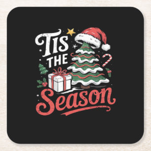 Porta-copo De Papel Quadrado Tis The Season Funy Christmas