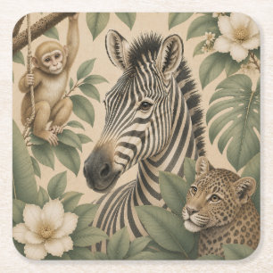 Porta-copo De Papel Quadrado Toalha de Papel Quadrada Zebra Safari Botânico