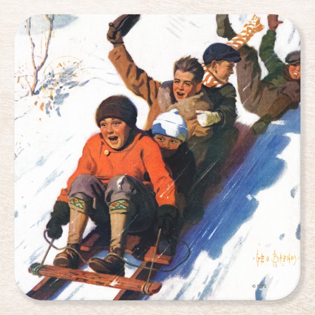 Porta-copo De Papel Quadrado Tobagganing (Frente)