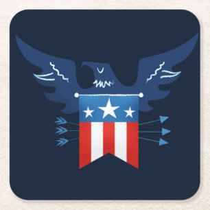 Porta-copo De Papel Quadrado Toda Águia Americana e Patriótica