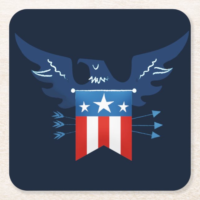 Porta-copo De Papel Quadrado Toda Águia Americana e Patriótica (Frente)