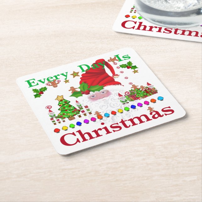 Porta-copo De Papel Quadrado Todo Dia É Natal (Inclinado)
