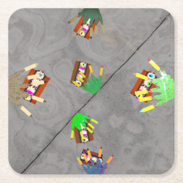 Porta-copo De Papel Quadrado Todos os meus amigos são Zombies 