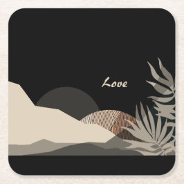 Porta-copo De Papel Quadrado Tons de Terra Minimalistas Boho "Amor"