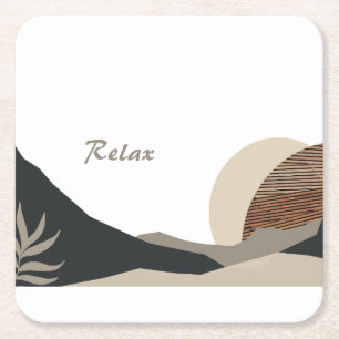 Porta-copo De Papel Quadrado Tons de Terra Minimalistas Boho "Relax" 