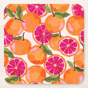 Porta-copo De Papel Quadrado Toranja Aquarela