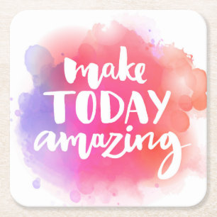 Porta-copo De Papel Quadrado Torne o dia incrível