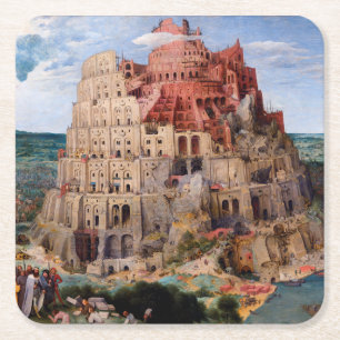 Porta-copo De Papel Quadrado Torre de Babel, Pieter Bruegel, o Velho, 1563