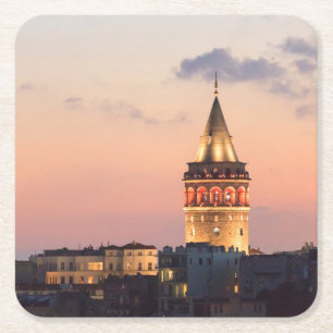 Porta-copo De Papel Quadrado Torre de Galata, Istambul