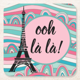 Porta-copo De Papel Quadrado Torre Eiffel Francês Ooh la!/ Monograma