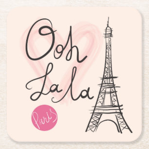 Porta-copo De Papel Quadrado Torre Eiffel tirada mão