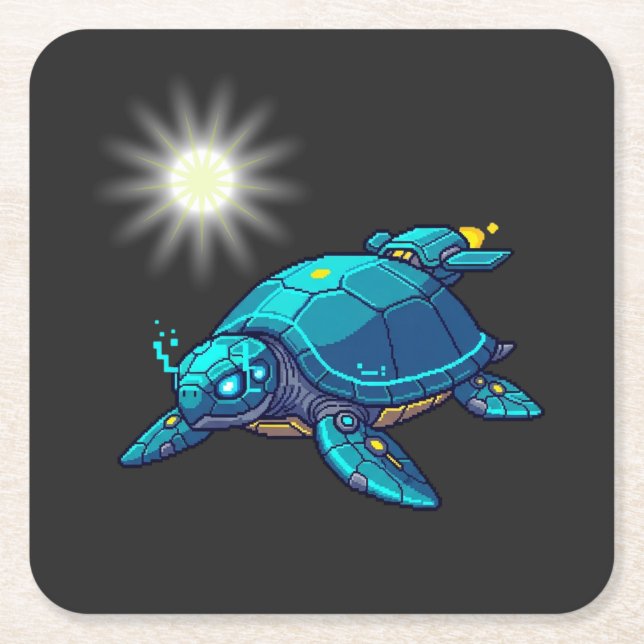 Porta-copo De Papel Quadrado Tortuga Futurista (Frente)