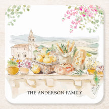 Toscana Mediterrâneo Itália Monogramada em Aquarel