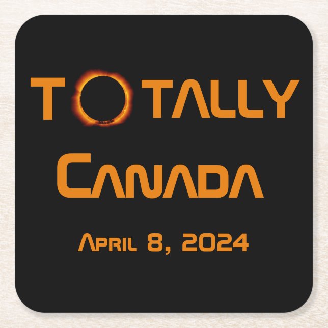 Porta-copo De Papel Quadrado Totalmente Canadá 2024 Eclipse Solar (Frente)