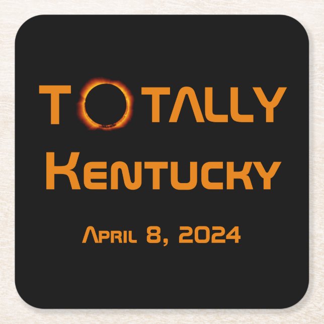 Porta-copo De Papel Quadrado Totalmente Kentucky 2024 Solar Eclipse (Frente)