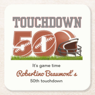 Porta-copo De Papel Quadrado Touchdown 50 Engraçado Futebol 50º aniversário