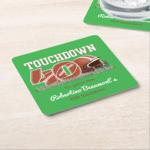 Porta-copo De Papel Quadrado Touchdown Quarty Engraçado aniversário de 40 anos