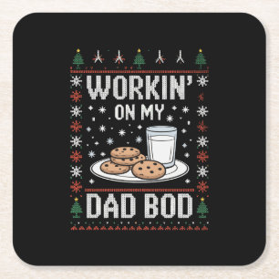 Porta-copo De Papel Quadrado Trabalhando no Meu Corpo de Pai Natal Feio de Nata