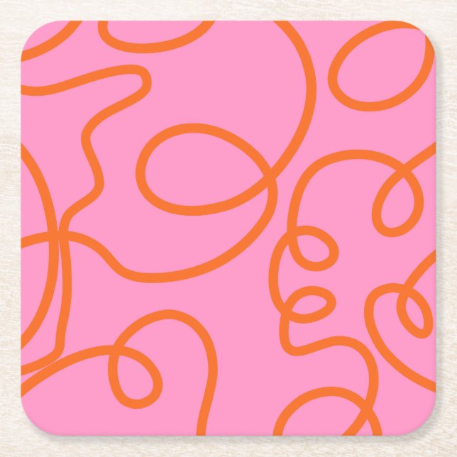 Porta-copo De Papel Quadrado Traços De Pincel E Abstrato Laranja (Frente)