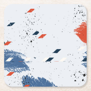 Porta-copo De Papel Quadrado Traços de Pintor Vermelho e Azul-Cinto e Traços de