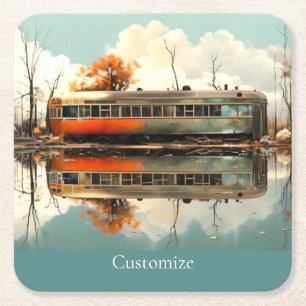Porta-copo De Papel Quadrado Trailer de Vintage Caravan RV Thunder_Cove