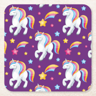 Porta-copo De Papel Quadrado Traje de Cavalo Mágico de Unicórnio Padrão