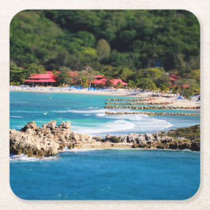 Porta-copo De Papel Quadrado Tranquil Island Paradise Labadee Haiti