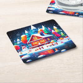 Porta-copo De Papel Quadrado Tranquilo Natal