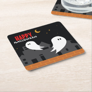 Porta-copo De Papel Quadrado Tremendo desenho de halloween da prefeitura da cid