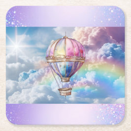 Porta-copo De Papel Quadrado Trendy Holograpic Hot Air Balloon Paper Porta copo