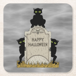 Porta-copo De Papel Quadrado Três Diabinhos Feliz Halloween