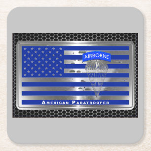 Porta-copo De Papel Quadrado Tributo Incrível à Bandeira do Paraquedista Americ