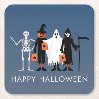 Porta-copo De Papel Quadrado Trick or Treaters Halloween