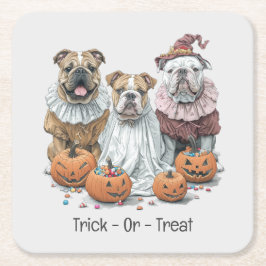 Porta-copo De Papel Quadrado Trick Ou Tratar Os Bulldog Inglês Do Halloween Pum