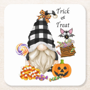 Porta-copo De Papel Quadrado Trick ou Treine o Halloween Gnomo