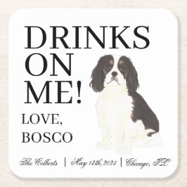Porta-copo De Papel Quadrado Tricolor Cavalier King Charles Spaniel Wedding