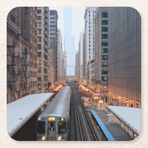 Porta-copo De Papel Quadrado Trilho elevado em Chicago do centro sobre Wabash