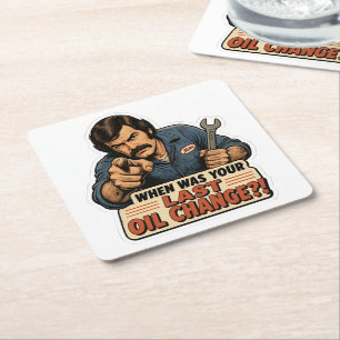 Porta-copo De Papel Quadrado Troca de Óleo de Mecânico Engraçado Carro Meme