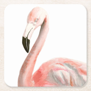 Porta-copo De Papel Quadrado Tropical Flamingo Bird