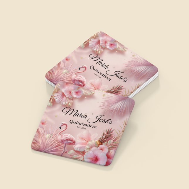 Porta-copo De Papel Quadrado Tropical Flamingo Quinceañera, custom (Criador carregado)