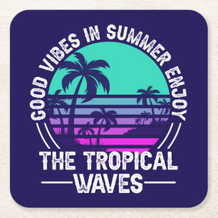 Porta-copo De Papel Quadrado Tropical Summer Vibes-82646