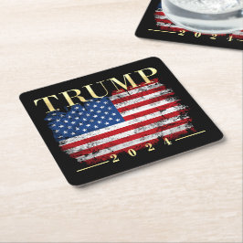 Porta-copo De Papel Quadrado Trump 2024 Elegante Dourada Vintage Flag Americano