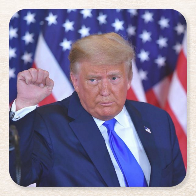 Porta-copo De Papel Quadrado Trump 224 Retire a América (Frente)