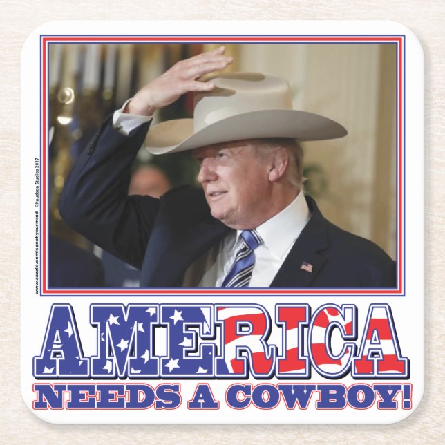 PORTA-COPO DE PAPEL QUADRADO TRUMP-AMERICA-COWBOY (Frente)