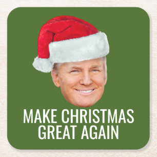Porta-copo De Papel Quadrado Trump Santa Hat - Torne o Excelente de Natal novam