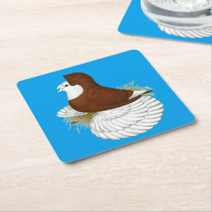 Porta-copo De Papel Quadrado Trumpeter Pigeon Red Baldhead