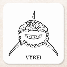 Porta-copo De Papel Quadrado Tubarão-branco-Excelente-tribal preto e branco